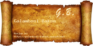 Galambosi Baksa névjegykártya